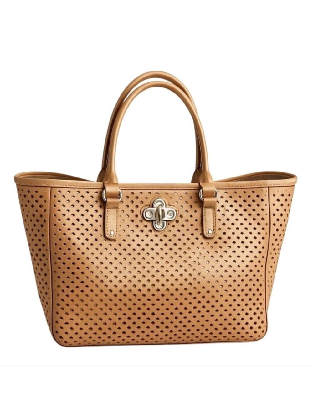 MY Flat in London Brighton Leather Perforated Shoulder Bag Handbag Purse Large